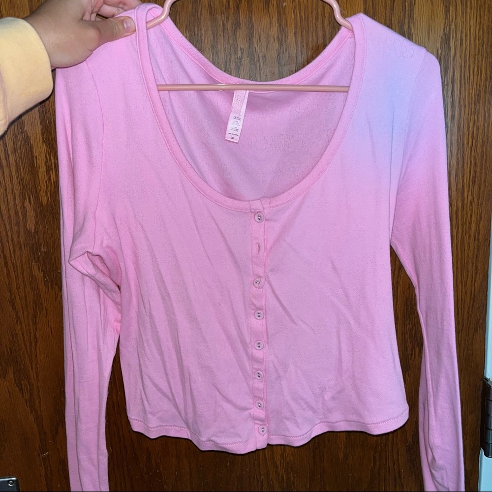 skims pink lace pointelle cardigan top